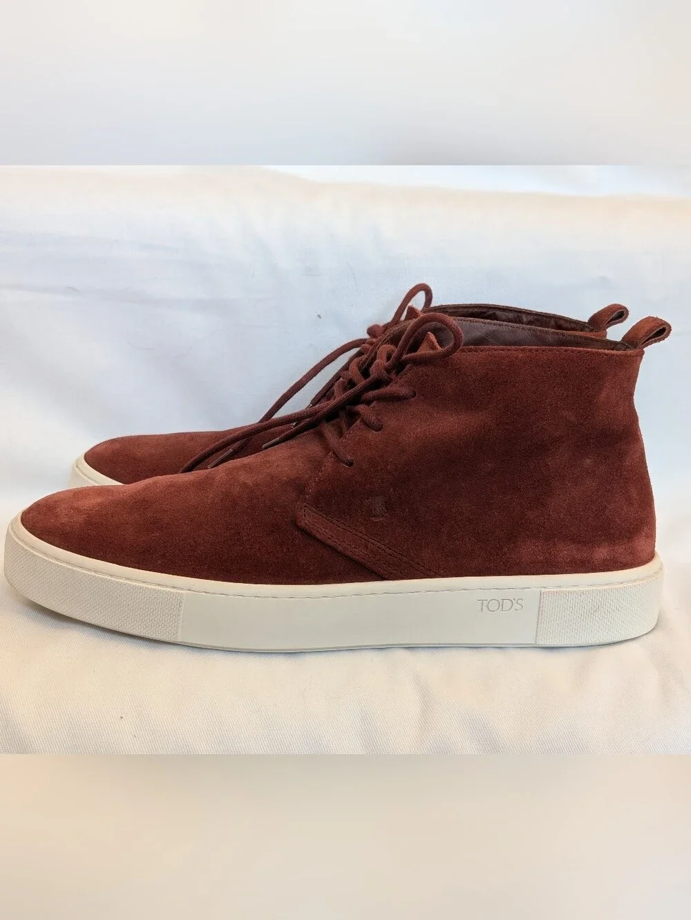 Tod’s Men’s Suede Chukka Boots Burgundy Made in Italy Size 8.5